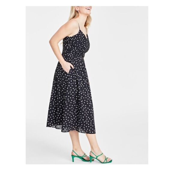 On 34th Women's Dot Soft Corset Midi Dress Polka Dot - Picture 2 of 4